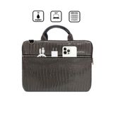 the modawest Gri Kroko Macbook Air Pro 13-14-15.6 Inç Darbeye Karşı Korumalı Laptop Çantası