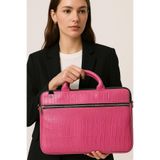 the modawest Pembe Kroko Macbook Air Pro 13-14-15.6 Inç Darbeye Karşı Korumalı Laptop Çantası
