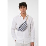 The Modawest Unisex Çizgili Desenli Dokuma Bel ve Omuz Çantası - Mavi