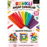 The Monarch Co 50'li Renkli Ahşap Dil Çubuğu 15 cm - Hobi, Maket, Etkinlik, Dondurma ve Abeslang Çubuğu