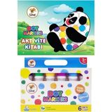 The Monarch Co Lino Yıkanabilir 6'lı Nokta Boya (Dot Marker) ve Eğitici Karışık Aktivite Kitabı Seti - Ince Motor Gelişimi 3+ Yaş