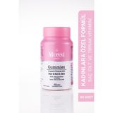 The Mossi London The Mossi 60 Adet Vegan Gummy Saç Cilt Tırnak Vitamini Keratin, Kollajen, C|E|B12|D3 Vitamin, Çinko, Biotin Kadınlara Özel Formül - Şeftali
