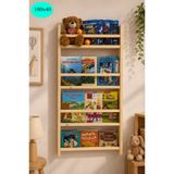 The N Wood Montessori Ahşap Çocuk Kitaplığı 100x40 cm | Eğitici Kitap Rafı | Çocuk Odası Kitaplık