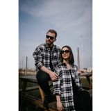 The New Wear Oversize Siyah Beyaz Tek Cepli Kareli Oduncu Gömlek - Gri - Siyah - Beyaz