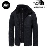 The North Face Erkek Evolve Iı Trıclımate Poları Çıkabilir Su Geçirmez 3in1 Ceket T0CG55JK3 - 2XL - Siyah