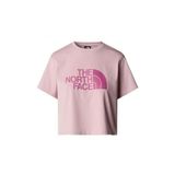 THE NORTH FACE Kadın W S/S Easy Relaxed Cropped Tee T-Shirt, Metal Pembe/Siber Berry, M