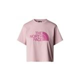 The North Face SS EASY RELAXED CROPPED Tişört Pembe, XS, NF0A8A6H, Metal Pembe/Siber Berry, Kadın