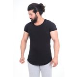 THE ONE Theone Erkek Siyah Pis Yaka Pis Kol Etek Oval T-shirt