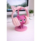 The Plasti Kulaklık Standı Kedi Kulaklık Aksesuarı Kulaklık Tutucu - Pembe