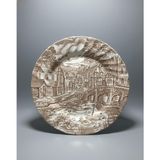 The Post House Dekoratif Tabak, Seramik, Kahverengi Baskı, 25 cm, Vintage İngiliz Köy Temalı