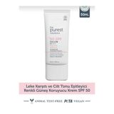 the purest solu Leke Karşıtı ve Cilt Tonu Eşitleyici Renkli Güneş Koruyucu Krem SPF 50, 50 ml