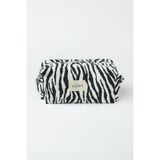 the ramify Zebra Desen Gabardin Büyük Boy İçi Astarlı Makyaj Çantası
