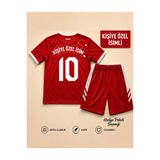 The RAVEN Kişiye Özel İsimli Premium Türkiye Serisi Kırmızı Çocuk Futbol Forması 2 PARÇA