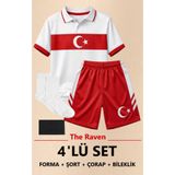 The RAVEN Premium Türkiye Milli Takım Serisi Çocuk Futbol Forması 4 PARÇA ( ÇORAP + BİLEKLİK)