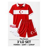 The RAVEN Premium Türkiye Milli Takım Serisi Kırmızı Çocuk Futbol Forması 3 PARÇA ( ÇORAP )