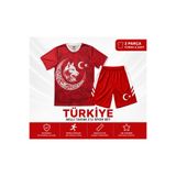 The RAVEN Premium Türkiye Serisi Kırmızı Çocuk Futbol Forması 3 PARÇA ( ÇORAP )