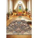 The Reef Design Lotus Çiçeği Desenli Halı OM Sembollü Baskılı Halı Doğa Desenli Dokuma Tabanlı Kaymaz Halı