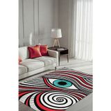 The Reef Design Modern Soyut Desenli Halı Siyah Beyaz Göz Figürlü Dijital Kaymaz Taban Salon ve Genç Odası Halısı