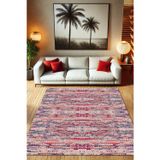 The Reef Design Pamuk Kilim Görünümlü Kırmızı Dijital Baskılı Halı Dokuma Tabanlı Kaymaz Oturma Odası Halısı