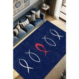 The Reef Design Renkli Balık Desenli Modern Dokuma Tabanlı Dijital Kaymaz Genç Odası Halısı Salon Halısı