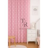The Rose Pembe Yıldızlı Tül Perde, Kız Çocuk Odası, Sık Pile, Düz, Sade, Tül Perde, Kornişli, Yıldızlı