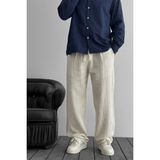 The Rule Ekru Müslin Kumaş Baggy Beli Lastikli Bol Kesim Hafif Düz Paça Rahat Yazlık Pantolon - 2XL