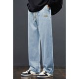 THE RULE Erkek Açık Mavi Baggy Beli Lastikli Likralı Düz Paça Bol Kesim Rahat Denim Jean Pantolon RF0480 Açık Mavi L