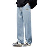 THE RULE Erkek Açık Mavi Baggy Beli Lastikli Likralı Düz Paça Bol Kesim Rahat Denim Jean Pantolon RF0480 Açık Mavi M