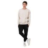 THE RULE Erkek Bej Oversize Fit Bisiklet Yaka Basic Içi Yumuşak Tüylü Sweatshirt Bej S