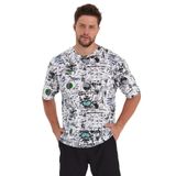 THE RULE Erkek Beyaz Oversize Fit Bisiklet Yaka Baskılı Pamuklu T-Shirt Beyaz XL