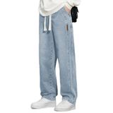 THE RULE Erkek Buz Mavi Baggy Beli Lastikli Likralı Düz Paça Bol Kesim Esnek Jean Denim Kot Pantolon Rf0484 Buz Mavisi 2XL