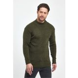 THE RULE Erkek Haki Regular Fit Yarım Balıkçı Yaka Dokulu Desenli Triko Kazak RF0446