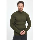 The Rule Erkek Haki Regular Fit Yarım Balıkçı Yaka Fitilli Triko Kazak RF0447 - XL