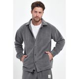 The Rule Erkek Ice Gri Oversize Fit Gömlek Yaka Tüylenme Yapmayan Kışlık Rahat Polar Gömlek RF0312 - XL
