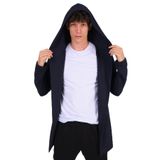 THE RULE Erkek Lacivert Regular Fit Kapüşonlu Uzun Panço Hırka Lacivert S