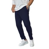 THE RULE Erkek Lacivert Relaxed Mevsimlik Salaş Klasik Rahat Kalıp Beli Lastikli Esnek Kumaş Jogger Pantolon Lacivert 2XL