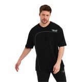 THE RULE Erkek Siyah Oversize Fit Bisiklet Yaka Dikiş Detaylı Bol Kesim%100 Pamuk Baskılı T-shirt Siyah M