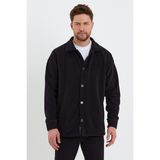 The Rule Erkek Siyah Oversize Fit Gömlek Yaka Tüylenme Yapmayan Kışlık Rahat Polar Gömlek RF0312 - XL