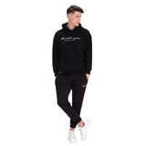THE RULE Erkek Siyah Oversize Fit Önü Baskılı Kapüşonlu Içi Yumuşak Tüylü Sweatshirt Siyah M