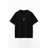 THE RULE Erkek Warden Baskılı Oversize%100 Pamuk Geniş Kesim Yumuşak Dokulu Bisiklet Yaka T-shirt Rf0509 Siyah M