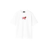 THE RULE Kadın Hot Dog Baskılı Oversize%100 Pamuk Geniş Kesim Yumuşak Dokulu Bisiklet Yaka T-Shirt RF0534 Beyaz S