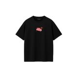 THE RULE Kadın Hot Dog Baskılı Oversize%100 Pamuk Geniş Kesim Yumuşak Dokulu Bisiklet Yaka T-Shirt RF0534 Siyah M