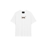 THE RULE Kadın Leopar Baskılı Oversize%100 Pamuk Geniş Kesim Yumuşak Dokulu Bisiklet Yaka T-Shirt RF0515 Beyaz M