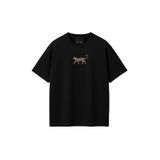 THE RULE Kadın Leopar Baskılı Oversize%100 Pamuk Geniş Kesim Yumuşak Dokulu Bisiklet Yaka T-Shirt RF0515 Siyah S
