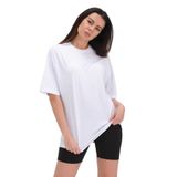 THE RULE Kadın Oversize%100 Pamuk Geniş Kesim Yumuşak Dokulu Basic Bisiklet Yaka Beyaz Tişört Beyaz M