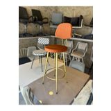 The SANDALYE SHOP Yeni Vena Bar Sandalyesi Mat(Eskitme) Gold Kiremit Renk Kumaş.75 Cm Oturum Yüksekliği
