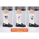 The Secret Desire Kolej Soket Çorap 3’lü Set (Beyaz Desenli) 36-40 Numara ile Uyumludur - Çok Renkli