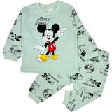 The Secret Desire Mickey Mouse Baskılı Erkek Çocuk Pijama Takımı (Uzun Kollu Üst + Alt) 6-12 Ay Su Yeşili - 6 - 12 Ay - Açık Su Yeşili