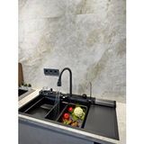 The Sink Marinax 100x50 Ultra Teknolojik Eviye Seti Sol Damlalıklı Antrasit