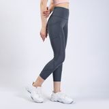 The Step Sports Kadın Gri Yüksek Bel Cepli Toparlayıcı Sıkılaştırıcı Yoga Tayt 21" - XS